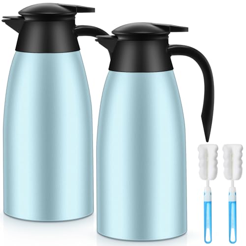 2 Pcs Thermal Coffee Carafe Insulated Stainless Steel Coffee Carafe for Hot Liquid Vacuum Thermal Pot Creamer Pitcher Dispenser with Brushes Keeping Hot Water Milk