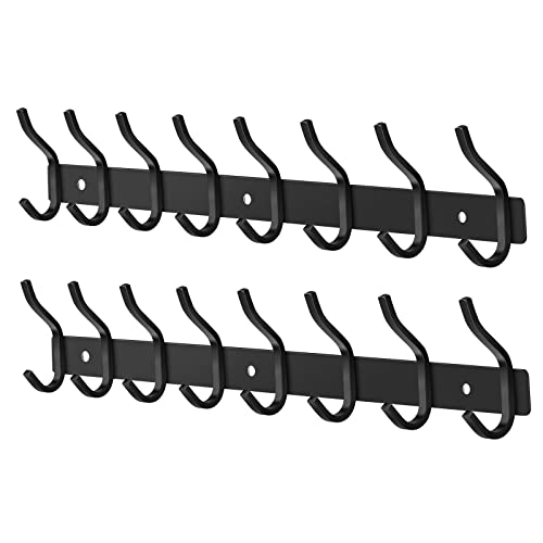 23 Inch Coat Rack Wall Mount with 8 Hooks (2 Count)