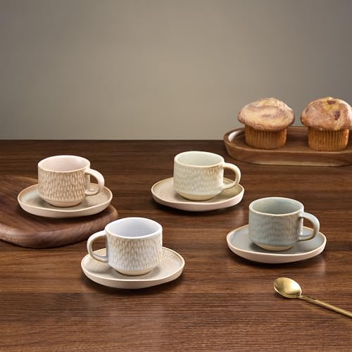 Espresso Mug and Saucer Set (4 Count)