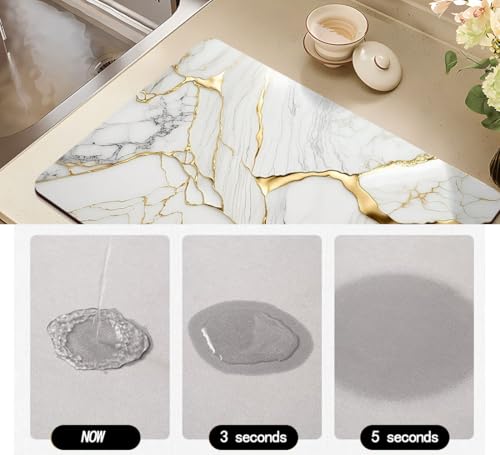 Coffee Mat or Dish Drying Mat Super Absorbent Drying Marble pattern Mat