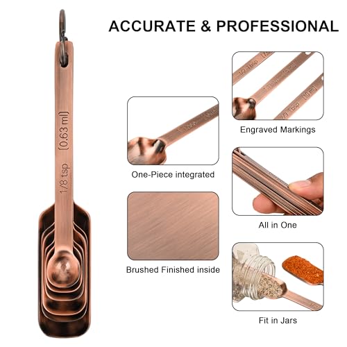 Copper Plated Measuring Cups and Spoons Set