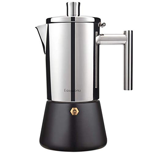 Diego Stovetop Espresso Maker Stainless Steel Italian Coffee Machine Maker 4Cup 6.8 oz Induction Moka Pot