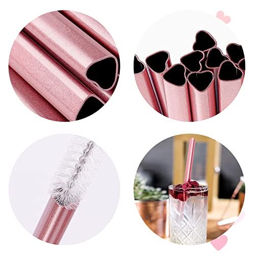8.5” Heart Shaped Stainless Steel Straws Fit for Smoothie (16 Count)