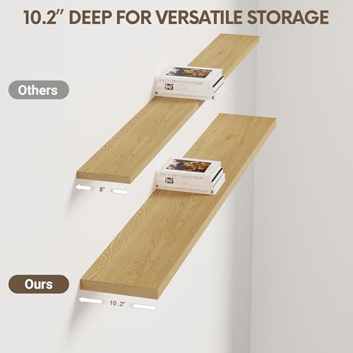 10 Inch Deep Floating Shelves for Wall 55” Set of 2 (2 Count)