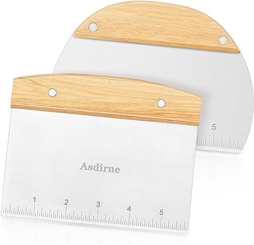 Dough Cutter Dough Scraper with Wooden Handle and Food Grade Stainless Steel Blade (11.9931 Ounce)
