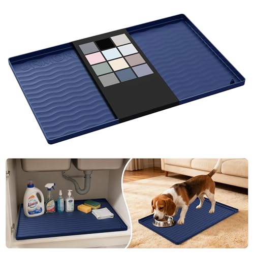Waterproof Silicone Under Sink Mat 22'' x 14'' Shelf Liner for Kitchen and Bathroom