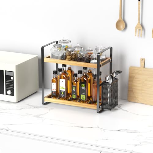 2 Tier Coffee Bar Organizer With Basket