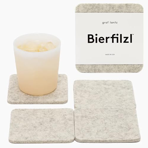 Bierfilzl Merino Wool Square Coasters Set of 4 (4 Count)