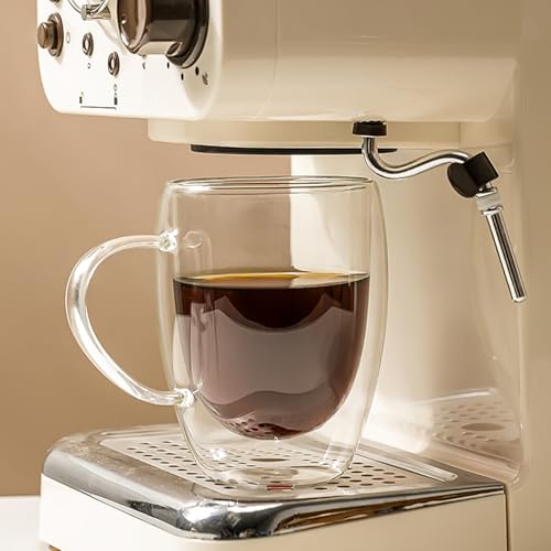 12OZ Double Wall Glass Cups With Handle (2 Count)