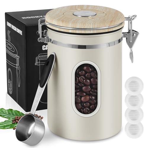 1800ML Airtight Coffee Canister with Date Tracker&Transparent Window