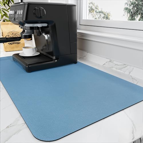 Coffee Mat Absorbent Hide Stain Rubber Backed Dish Drying Mat for Kitchen Counter