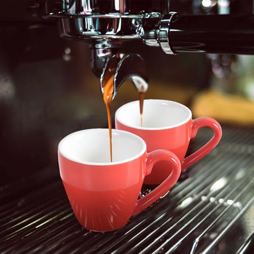 Porcelain Espresso Shot Cup Set with Saucers and Stainless Steel Spoons (4 Count)