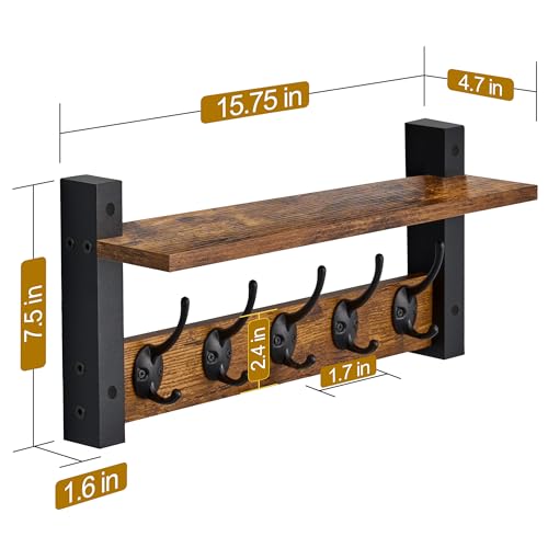 Coat Rack Wall Mount with Shelf