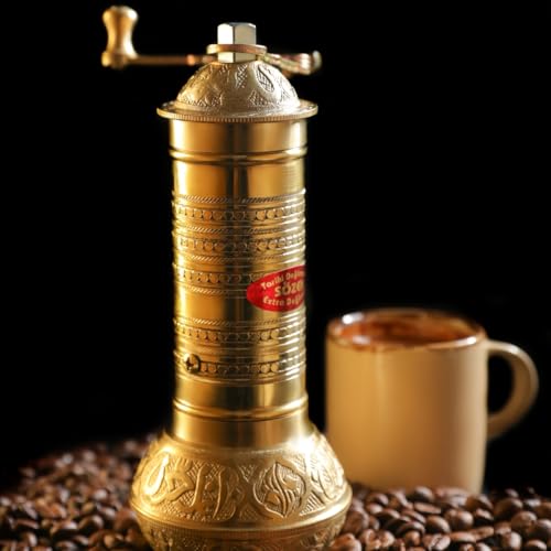 Sozen 7.6" Hammered Manual Coffee Grinder Brass