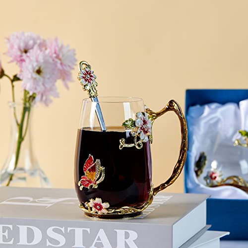Tea Cup Glass Coffee Mugs (2 Count)