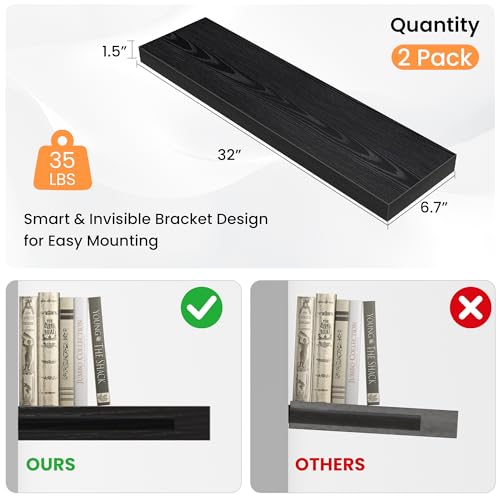 30" Floating Shelves for Wall (2 Count)