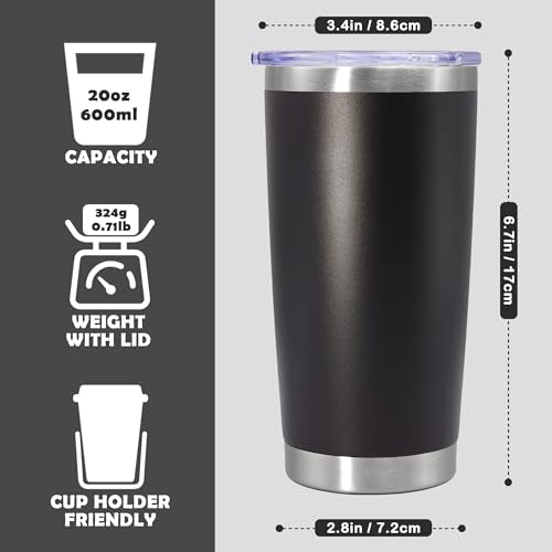 20oz Tumbler Stainless Steel Tumbler Coffee Tumbler with Lid Black