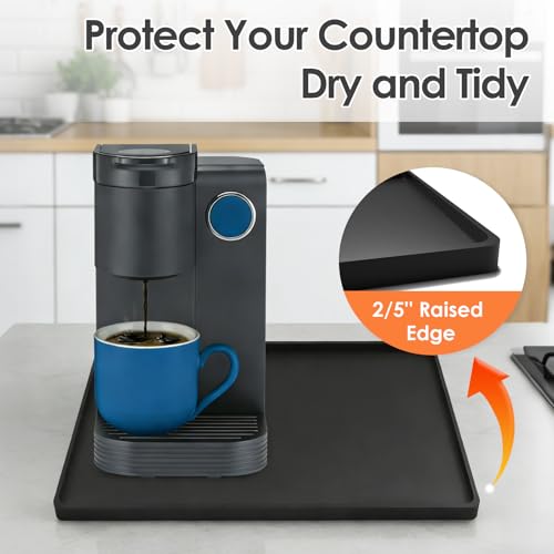Silicone Coffee Maker Mat with Lip for Countertops