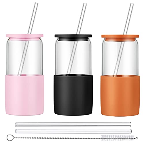 Glass Tumbler with Straw and Lid
