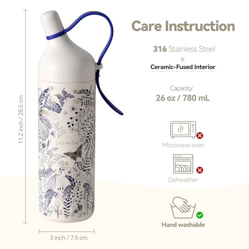 26oz Ceramic Lined Water Bottle with Straw and Lid