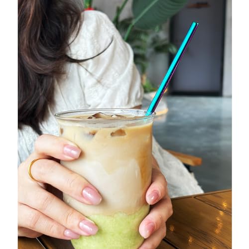 Stainless Steel Straws Metal Reusable Drinking Straw for Juice Iced Coffee Cold Beverage Highball Glasses 12 (8 Count)