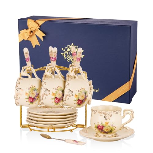 Tea Cups and Saucers Set of 6 (6 Count)