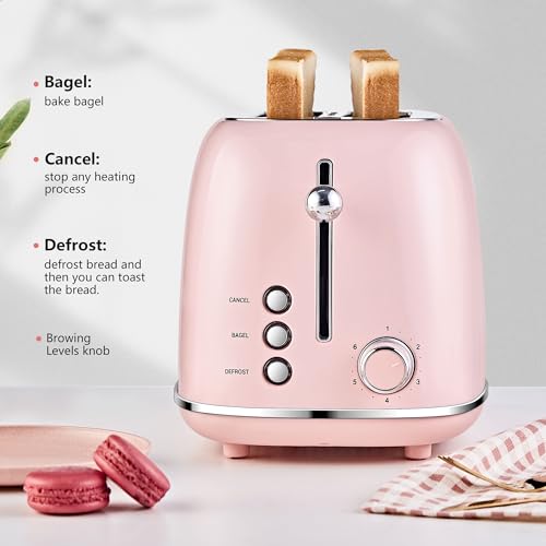 2 Slice Toaster Retro Stainless Steel with Bagel (2 Count)