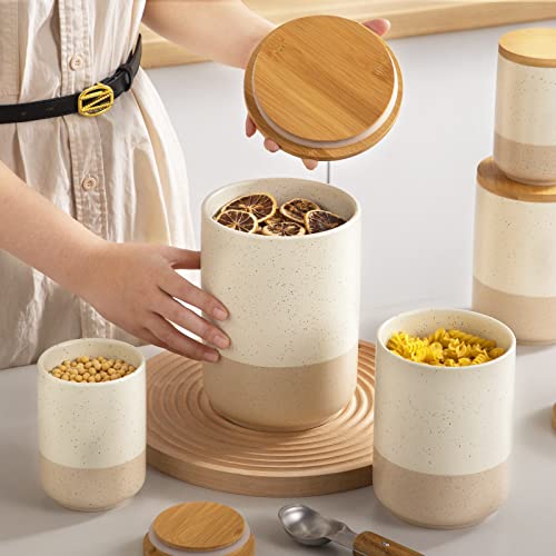 Sabine Large Ceramic Canister with Airtight Wood Lid
