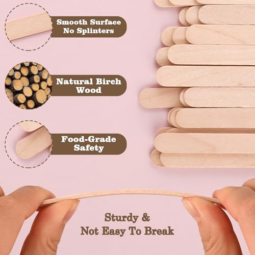 300 Pcs 4.5" Length Popsicle Wooden Sticks (300 Count)