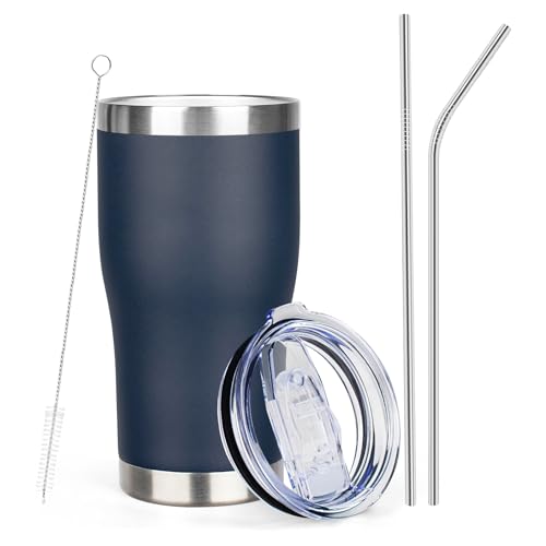 20oz Insulated Tumbler with Lid Straw Travel Coffee Mug