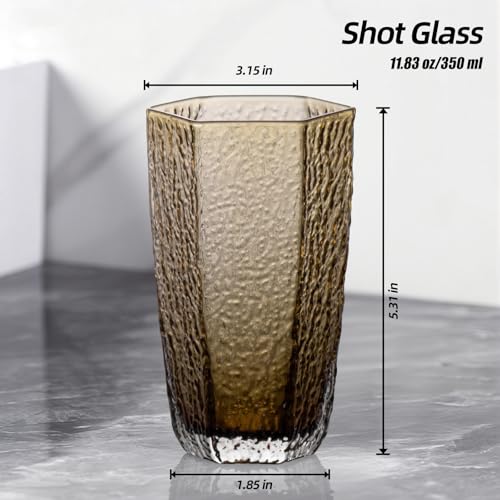 Amber Hexagonal Whiskey Glass Set (2 Count)