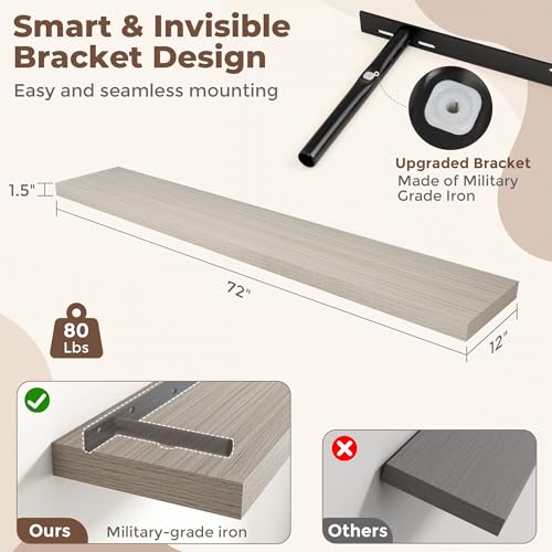 72 Inch Floating Shelves