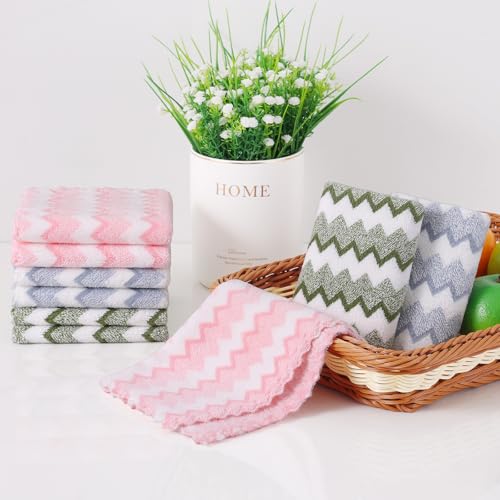 12 Pack Double Waves Coral Velvet Dish Cloths (12 Count)