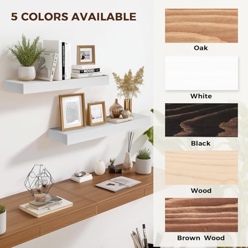 Solid Wood Floating Shelves (2 Count)