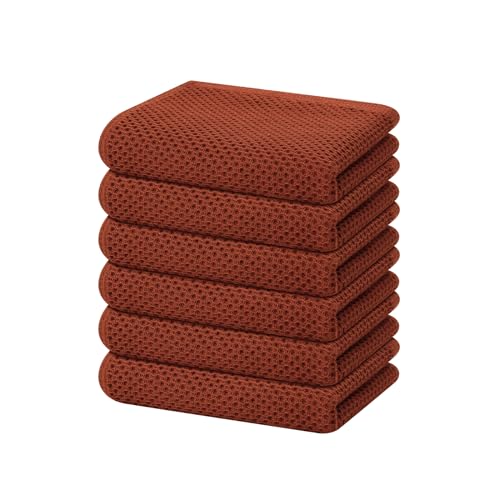 100% Cotton Waffle Weave Kitchen Dish Towels 6 (6 Count)