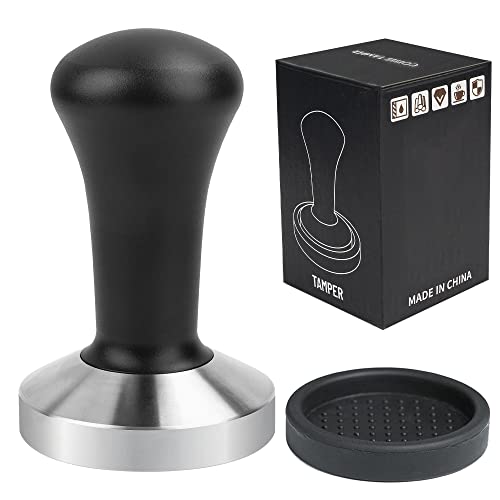 58mm Black Coffee Hand Tamper 304 Stainless Steel Base Professional Espresso Press for Portafilter Coffee Machine Barista Tool