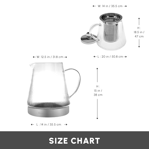 Keops XL Borosilicate Glass Teapot with Infuser and Lid for Stovetop (2 Count)