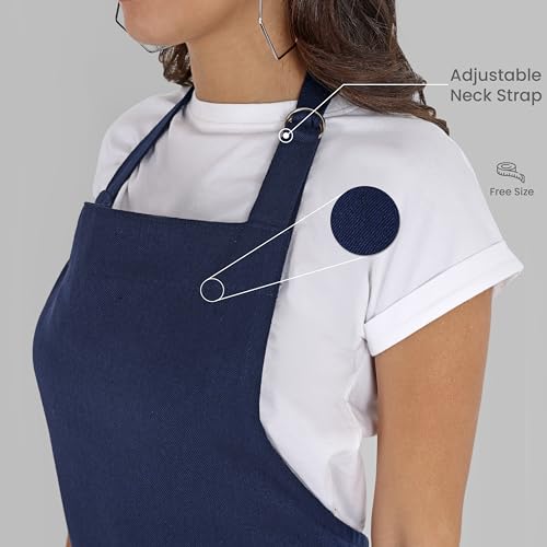 Chef Apron Recycled Cotton Kitchen Apron with an Adjustable Neck with Long Ties (2 Count)