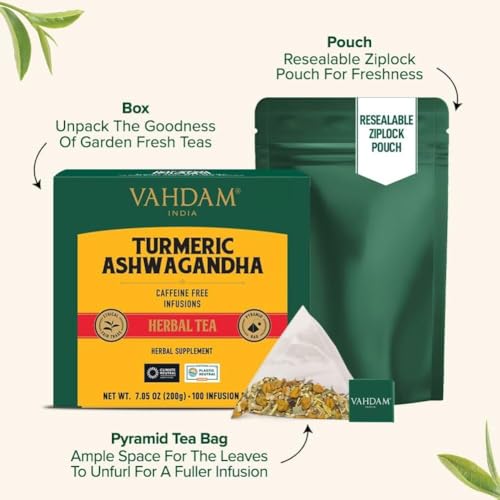 Turmeric Ashwagandha Herbal Tea Bags (100 Count)