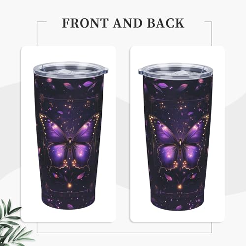 Butterfly Tumbler with Lid and Straw 20oz Coffee Tumblers Leakproof Stainless Steel Travel Mug Vacuum Insulated Cup for Iced and Hot (20 Count)