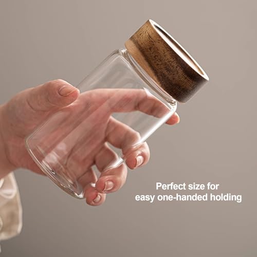 18 OZ Glass Coffee Jars with Top Screw Lid Ground Sugar Spice Herb Container Clear Glass Jar Round Food Storage Canister for Pantry Tea Coffee Bean Spice Cookies Salts