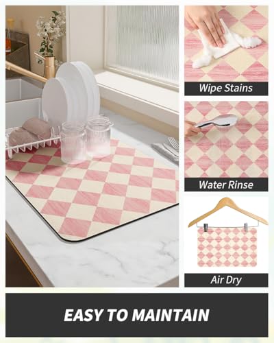 Coffee Mat Hide Stain Rubber Backed Absorbent Dish Drying Mat for Kitchen Counter