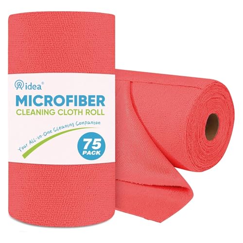 Red Microfiber Cleaning Cloth Roll (75 Count)