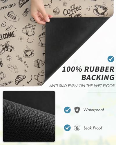 Coffee Mat Hide Stain Rubber Backed Absorbent Dish Drying Mat for Kitchen Counter