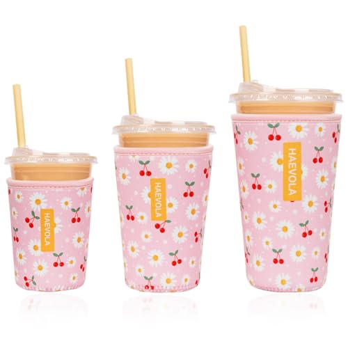Reusable Insulated Neoprene Iced Coffee Cup Sleeve (3 Count)