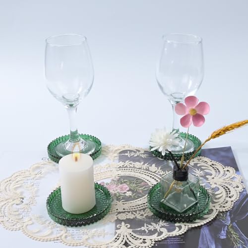 Crystal Glass Coaster 6 Pack Round Cup Drinks Coasters (6 Count)