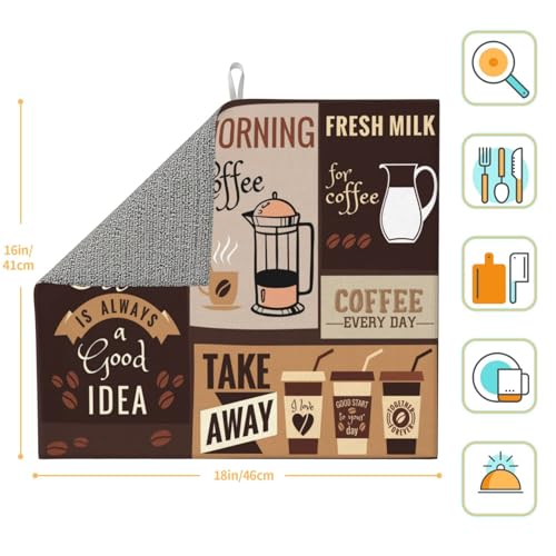 Retro Coffee Pattern Dish Drying Mat