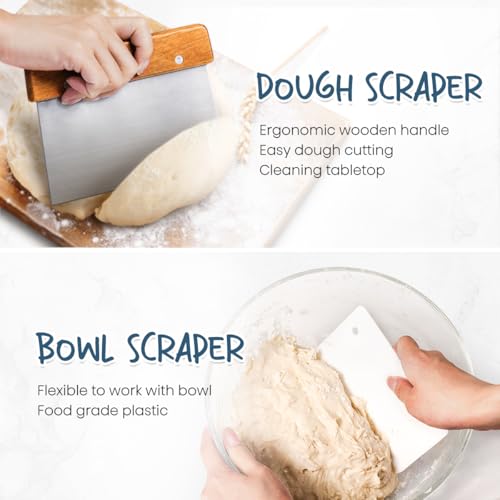 Sourdough Starter Kit with 2 Round Banneton Bread Proofing Baskets (2 Count)