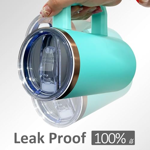 22oz Insulated Coffee Mug Bulk with Handle and Lid Mint Green