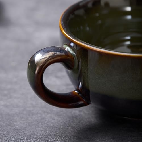 Set of 6 Vintage Design 12 oz Professional Barista Ceramic Latte Art Cappuccino Cups Set (6 Count)